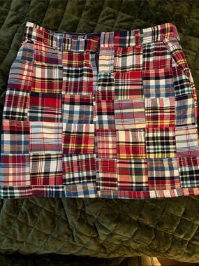 British Khaki Plaid Patchwork Mini Skirt - Red, Blue, Green, Yellow, White